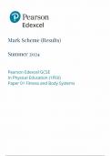 2024 PEARSON EDEXCEL GCSE PHYSICAL EDUCATION MARK SCHEME PAPER 1 &lpar;1PEO &colon; Fitness and boby systems&rpar;