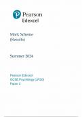 2024 PEARSON EDEXCEL GCSE PSYCHOLOGY MARK SCHEME PAPER 2 &lpar;1PSO&rpar;