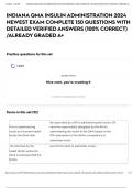 INDIANA QMA INSULIN ADMINISTRATION 2024 NEWEST EXAM COMPLETE 150 QUESTIONS WITH DETAILED VERIFIED ANSWERS &lpar;100&percnt; CORRECT&rpar; &sol;ALREADY GRADED A&plus;