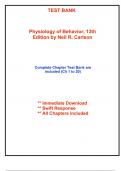 Test Bank for Physiology of Behavior&comma; 13th Edition by Carlson &lpar;All Chapters included&rpar;