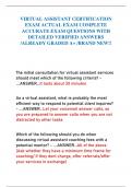 VIRTUAL ASSISTANT CERTIFICATION  EXAM ACTUAL EXAM COMPLETE  ACCURATE EXAM QUESTIONS WITH  DETAILED VERIFIED ANSWERS  &sol;ALREADY GRADED A&plus; &sol;BRAND NEW&excl;&excl;