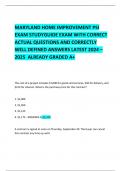 MARYLAND HOME IMPROVEMENT PSI EXAM STUDYGUIDE EXAM WITH CORRECT ACTUAL QUESTIONS AND CORRECTLY  WELL DEFINED ANSWERS LATEST 2024 &ndash; 2025  ALREADY GRADED A&plus; 