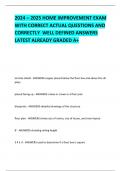 2024 &ndash; 2025 HOME IMPROVEMENT EXAM WITH CORRECT ACTUAL QUESTIONS AND CORRECTLY  WELL DEFINED ANSWERS LATEST ALREADY GRADED A&plus; 