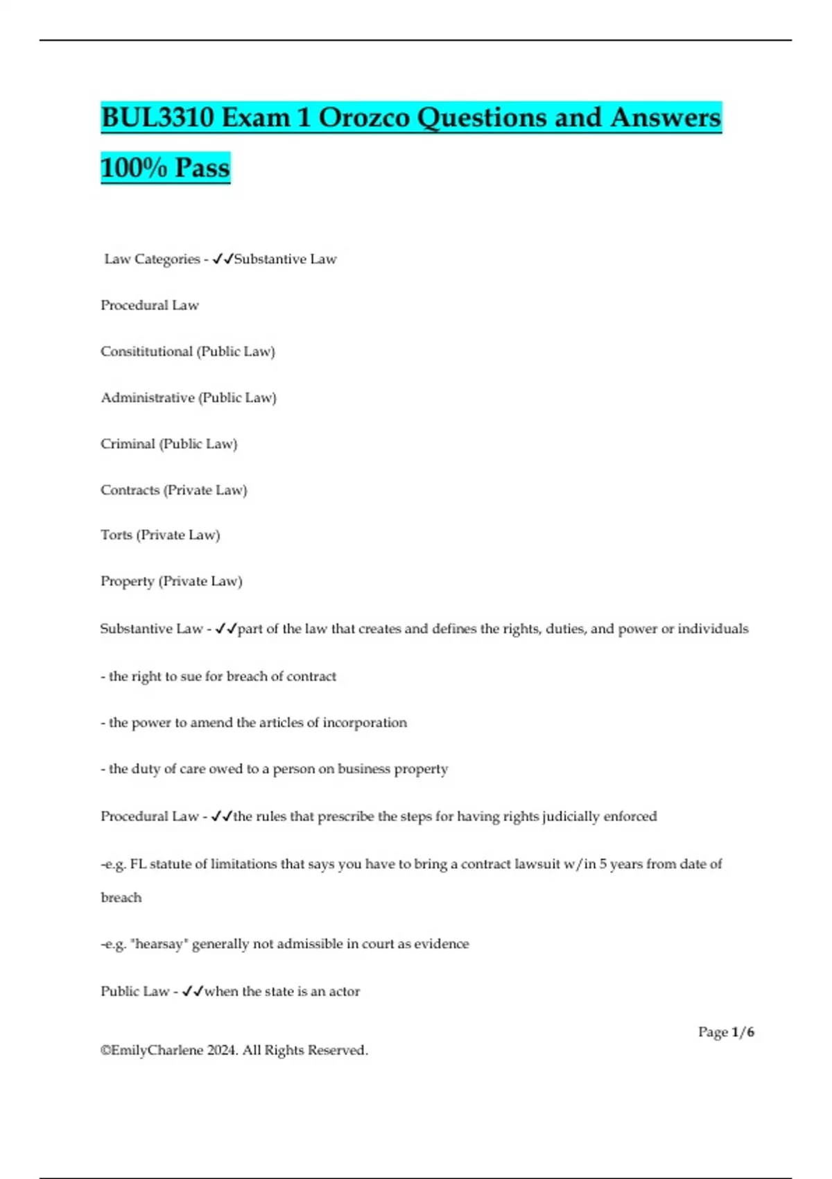 BUL3310 Exam 1 Orozco Questions and Answers 100% Pass - BUL 3310 ...
