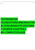  Test bank for Foundations and Adult Health Nursing 9th Edition by Cooper