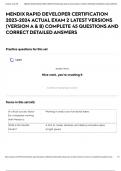 MENDIX RAPID DEVELOPER CERTIFICATION 2023-2024 ACTUAL EXAM 2 LATEST VERSIONS &lpar;VERSION A & B&rpar; COMPLETE 45 QUESTIONS AND CORRECT DETAILED ANSWERS