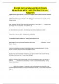 Dental Jurisprudence Mock Exam Questions with 100&percnt; Verified Correct Answers