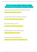 Driver Operator Mobile Water Supply Questions and Answers Already Passed