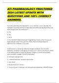 ATI PHARMACOLOGY PROCTORED 2024 Questions and Answers &lpar;100&percnt; CORRECT ANSWERS&rpar; ALREADY GRADED A&plus; &vert; 100&percnt; satisfaction guarantee with complete solutions