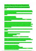 Certified Medical-Surgical Registered Nurse Questions and Answers &lpar;100&percnt; CORRECT ANSWERS&rpar; ALREADY GRADED A&plus; &vert; 100&percnt; satisfaction guarantee with complete solutions
