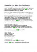 Cintas Service Sales Rep Certification exam Questions and Answers &lpar;100&percnt; CORRECT ANSWERS&rpar; ALREADY GRADED A&plus; &vert; 100&percnt; satisfaction guarantee with complete solutions