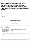 MSSC MAINTENANCE AWARENESS 2024 NEWEST 2 VERSION &lpar;VERSION A AND B&rpar; COMPLETE 260 QUESTIONS WITH DETAILED VERIFIED ANSWERS &lpar;100&percnt; CORRECT&rpar; &sol;ALREADY GRADED A&plus;