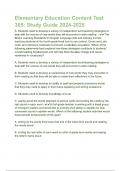 Elementary Education Content Test 305  Study Guide Questions and Answers &lpar;100&percnt; CORRECT ANSWERS&rpar; ALREADY GRADED A&plus; &vert; 100&percnt; satisfaction guarantee with complete solutions