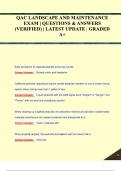 QAC LANDSCAPE AND MAINTENANCE EXAM &vert; Questions and Answers &lpar;100&percnt; CORRECT ANSWERS&rpar; ALREADY GRADED A&plus; &vert; 100&percnt; satisfaction guarantee with complete solutions &vert; Latest Update&comma; 2024 - 2025