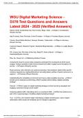 WGU Digital Marketing Science - D378 Test Questions and Correct Answers &lpar;100&percnt; COMPLETE ANSWERS&rpar; ALREADY GRADED A&plus; &vert; 100&percnt; satisfaction guarantee with complete solutions&comma; &lpar;Latest update&rpar;&comma; 2024 - 2025