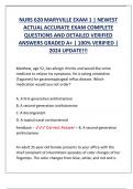 NURS 620 MARYVILLE EXAM 1 &vert; NEWEST  ACTUAL ACCURATE EXAM COMPLETE  QUESTIONS AND DETAILED VERIFIED  ANSWERS GRADED A&plus; &vert; 100&percnt; VERIFIED &vert;  2024 UPDATE&excl;&excl;&excl;