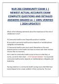 NUR 206 COMMUNITY EXAM 1 &vert;  NEWEST ACTUAL ACCURATE EXAM  COMPLETE QUESTIONS AND DETAILED  ANSWERS GRADED A&plus; &vert; 100&percnt; VERIFIED  &vert; 2024 UPDATE&excl;&excl;&excl;