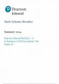 2024 PEARSON  EDEXCEL GCSE STATISTICS MARK SCHEME PAPER 2F &lpar;1STO &colon; Foundation Tier&rpar;