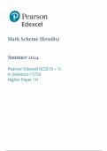 2024 PEARSON EDEXCEL GCSE STATISTICS MARK SCHEME PAPER 1H &lpar;1STO &colon; Higher&rpar;