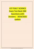 ATI TEAS 7 SCIENCE  Exam Test Bank 300  Questions with  Answers 2024&sol;2025 update