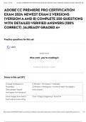 ADOBE CC PREMIERE PRO CERTIFICATION EXAM 2024 NEWEST EXAM 2 VERSIONS &lpar;VERSION A AND B&rpar; COMPLETE 250 QUESTIONS WITH DETAILED VERIFIED ANSWERS &lpar;100&percnt; CORRECT&rpar; &sol;ALREADY GRADED A&plus;