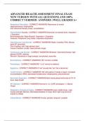 ADVANCED HEALTH ASSESSMENT FINAL EXAM NEW VERSION WITH ALL QUESTIONS AND 100&percnt; CORRECT VERIFIED  ANSWERS &vert; WELL GRADED A&plus;
