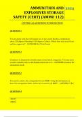  AMMUNITION AND EXPLOSIVES STORAGE SAFETY &lpar;CERT&rpar; &lpar;AMMO 112&rpar; QUESTIONS AND ANSWERS 2024