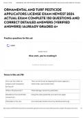 ORNAMENTAL AND TURF PESTICIDE APPLICATORS LICENSE EXAM NEWEST 2024 ACTUAL EXAM COMPLETE 150 QUESTIONS AND CORRECT DETAILED ANSWERS &lpar;VERIFIED ANSWERS&rpar; &vert;ALREADY GRADED A&plus;
