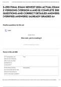 S-290 FINAL EXAM NEWEST 2024 ACTUAL EXAM 2 VERSIONS &lpar;VERSION A AND B&rpar; COMPLETE 300 QUESTIONS AND CORRECT DETAILED ANSWERS &lpar;VERIFIED ANSWERS&rpar; &vert;ALREADY GRADED A&plus;
