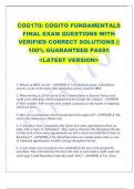 COG170&colon; COGITO FUNDAMENTALS  FINAL EXAM QUESTIONS WITH  VERIFIED CORRECT SOLUTIONS &vert;&vert;  100&percnt; GUARANTEED PASS&excl;&excl;  <LATEST VERSION>   