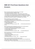 GMS 401 Final Exam Questions And Answers