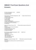 GMS401 Final Exam Questions And Answers