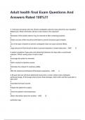Adult health final Exam Questions And Answers Rated 100&percnt;&excl;&excl;&excl;