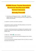 PHSRA Exam Tested Questions  Reviewed And Revised With  Correct Answers   Already Passed&excl;&excl; 