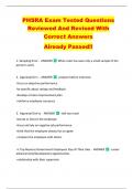 PHSRA Exam Tested Questions  Reviewed And Revised With  Correct Answers   Already Passed&excl;&excl; 
