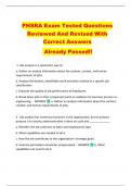 PHSRA Exam Tested Questions  Reviewed And Revised With  Correct Answers   Already Passed&excl;&excl; 