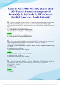 Exam 2&colon; NSG 3032&sol; NSG3032 &lpar;Latest 2024&sol; 2025 Update&rpar; Pharmacotherapeutics II Review&vert; Qs & As&vert; Grade A&vert; 100&percnt; Correct &lpar;Verified Answers&rpar; &ndash; South University