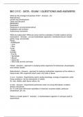 BIO 311C - SATA - EXAM 1 QUESTIONS AND ANSWERS
