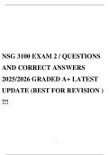 NSG 3100 &sol; NSG3100  EXAM 1&comma; 2 &comma; 3 AND  4 &sol; QUESTIONS AND CORRECT ANSWERS 2025&sol;2026 GRADED A  LATEST UPDATE &lpar;BEST FOR REVISION &rpar; &excl;&excl;&excl;