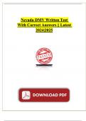 Nevada DMV Written Test  With Correct Answers &vert;&vert; Latest 2024&vert;2025