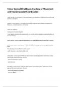 Motor Control Final Exam&colon; Mastery of Movement and Neuromuscular Coordination