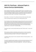HUS 515&colon; Final Exam - Advanced Topics in Human Services Administration