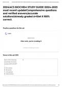 2024&vert;ACS BIOCHEM STUDY GUIDE &vert;2024-2025 most recent update&vert;Comprehensive questions and verified answers&sol;accurate solutions&vert;Already graded A&plus;&vert;Get it 100&percnt; correct&period;