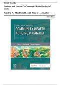 Test Bank for Stanhope and Lancaster's Community Health Nursing In Canada&comma; 4th Edition by Macdonald&comma; All Chapters 1 to 18 Covered&comma; Verified Latest Edition