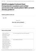 2024&vert;Promulgated Contracts Exam &vert;Comprehensive questions and verified answers&sol;accurate solutions&vert;Get it 100&percnt; correct&excl;&excl; Already graded A&plus;
