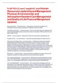 NAB NHA Exam Compiled Cards&sol;Human Resources Leadership and Management Physical&comma; Environmental&comma; and Atmosphere Resident Care Management and Quality of Life Financial Mangement Updated 
