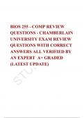 BIOS 255 CHAMBERLAIN COLLEGE OF NURSING EXAM PACKAGE DEAL 
