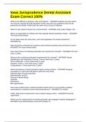 Iowa Jurisprudence Dental Assistant Exam Correct 100&percnt;