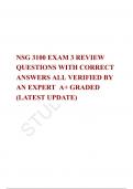   NSG 3100 EXAM 3 REVIEW QUESTIONS WITH CORRECT ANSWERS ALL VERIFIED BY AN EXPERT  A&plus; GRADED &lpar;LATEST UPDATE&rpar;
