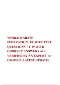   WORLD KARATE FEDERATION&colon; KUMITE TEST QUESTIONS 1-1-19 WITH CORRECT ANSWERS ALL VERIFIED BY AN EXPERT  A&plus; GRADED &lpar;LATEST UPDATE&rpar;